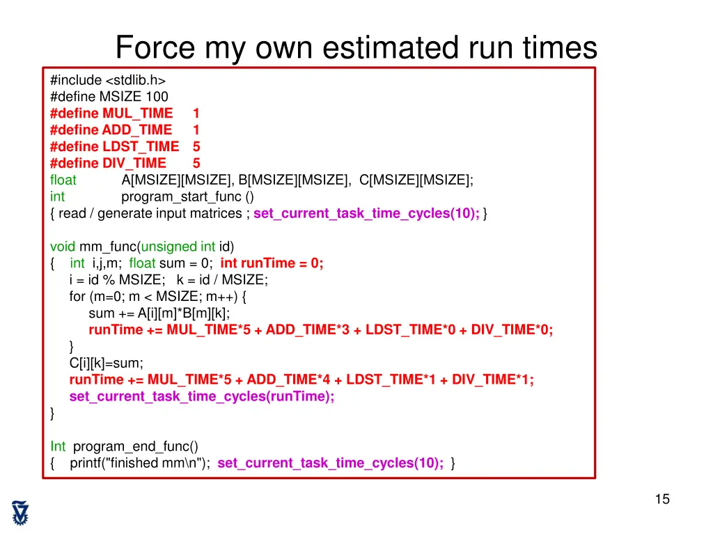 force my own estimated run times include stdlib