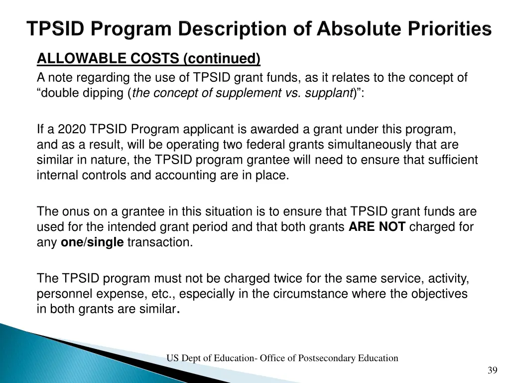 allowable costs continued a note regarding