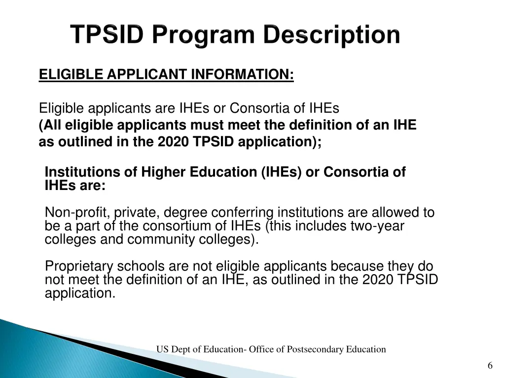 eligible applicant information