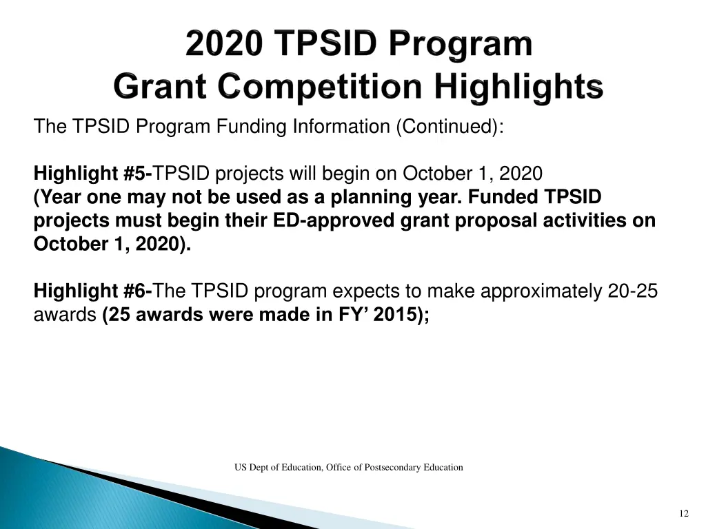 the tpsid program funding information continued 1