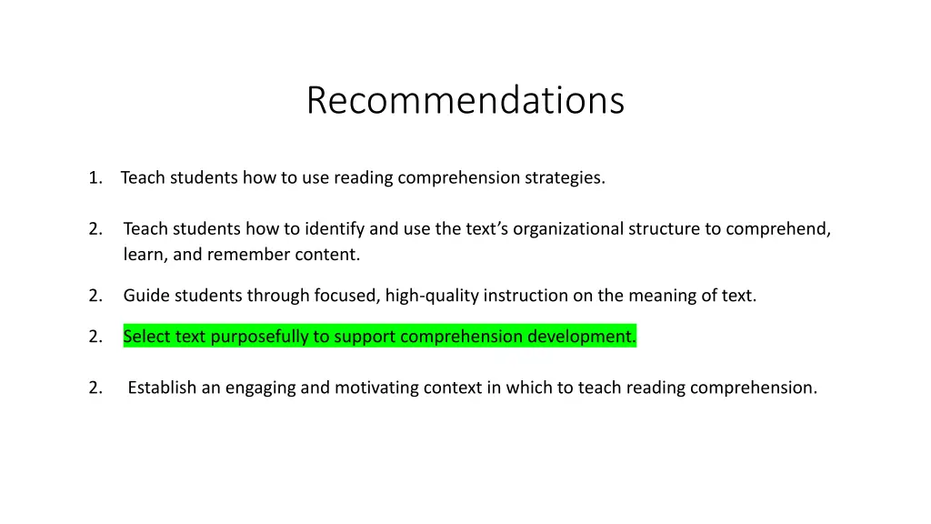 recommendations