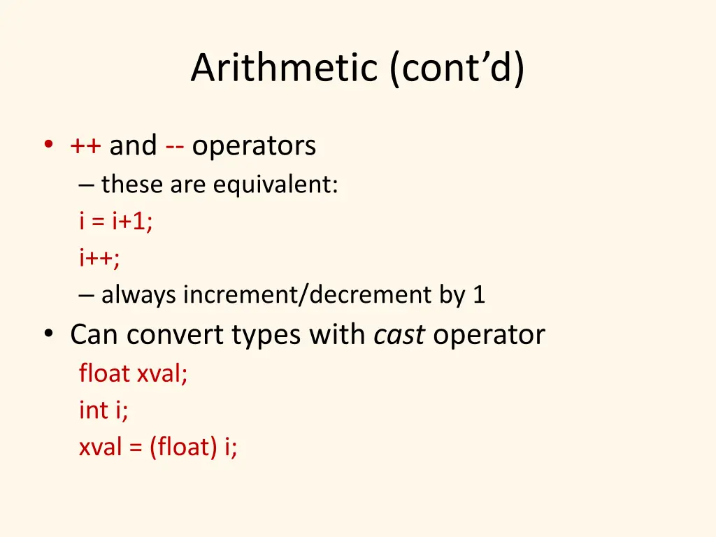 arithmetic cont d