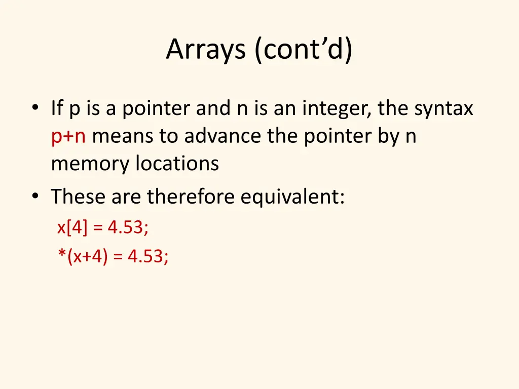 arrays cont d