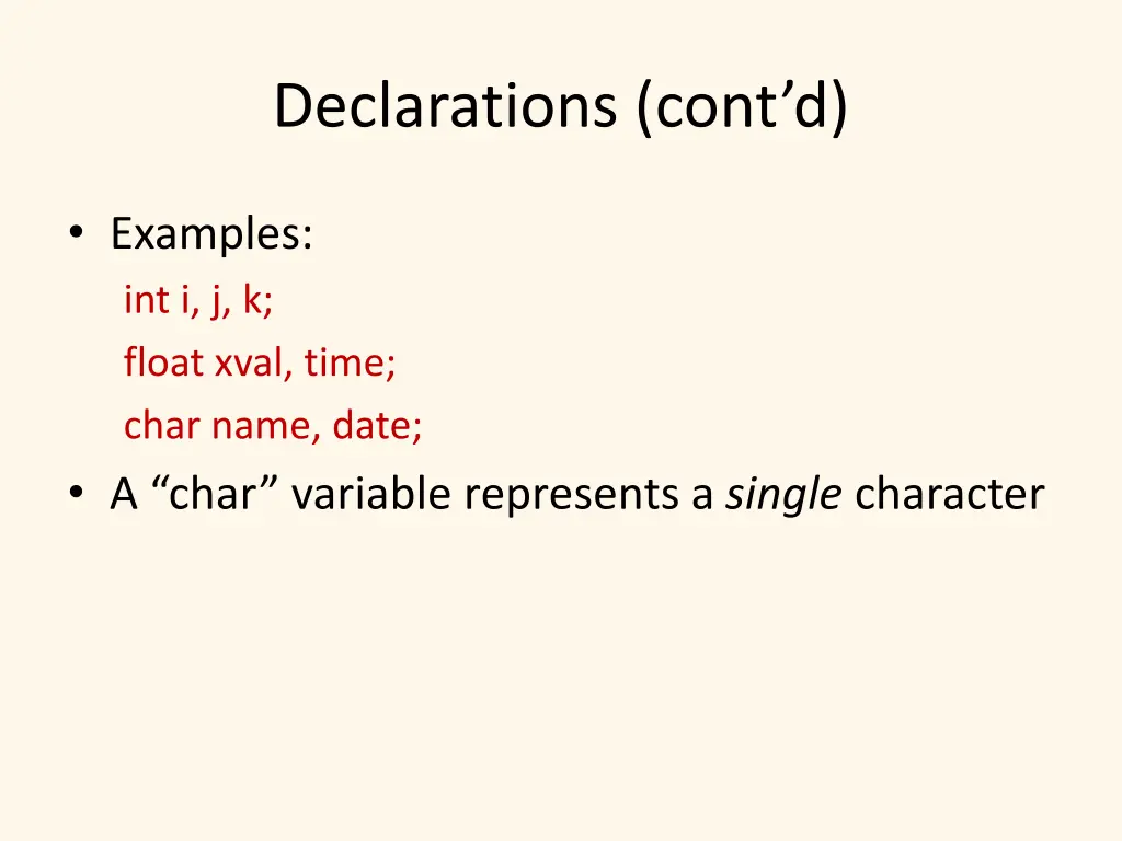 declarations cont d
