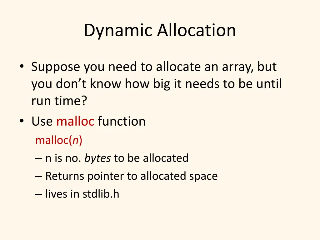 dynamic allocation