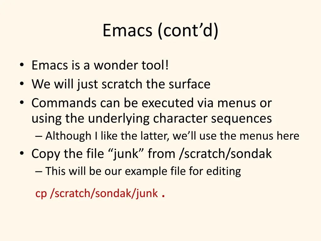 emacs cont d