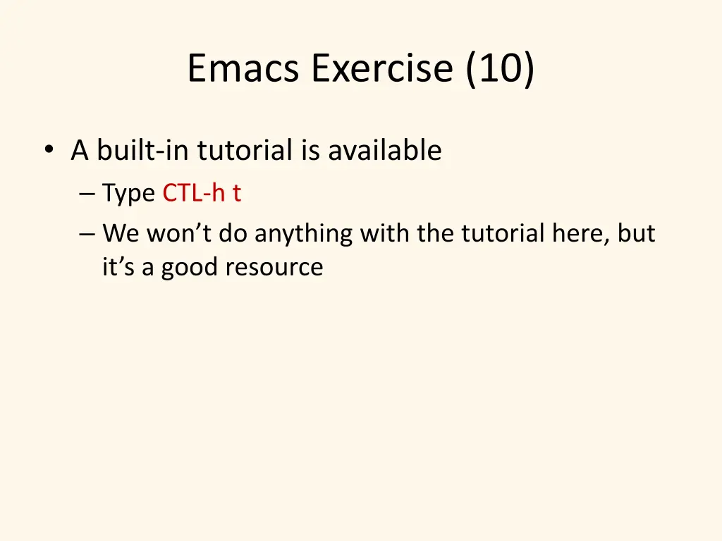 emacs exercise 10