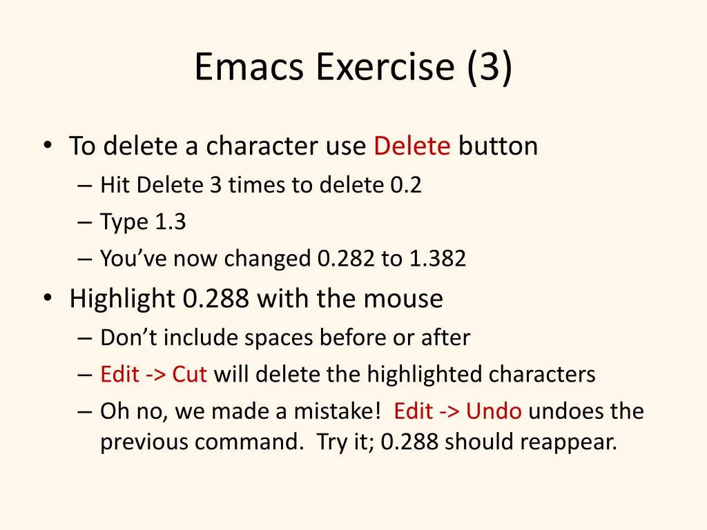emacs exercise 3