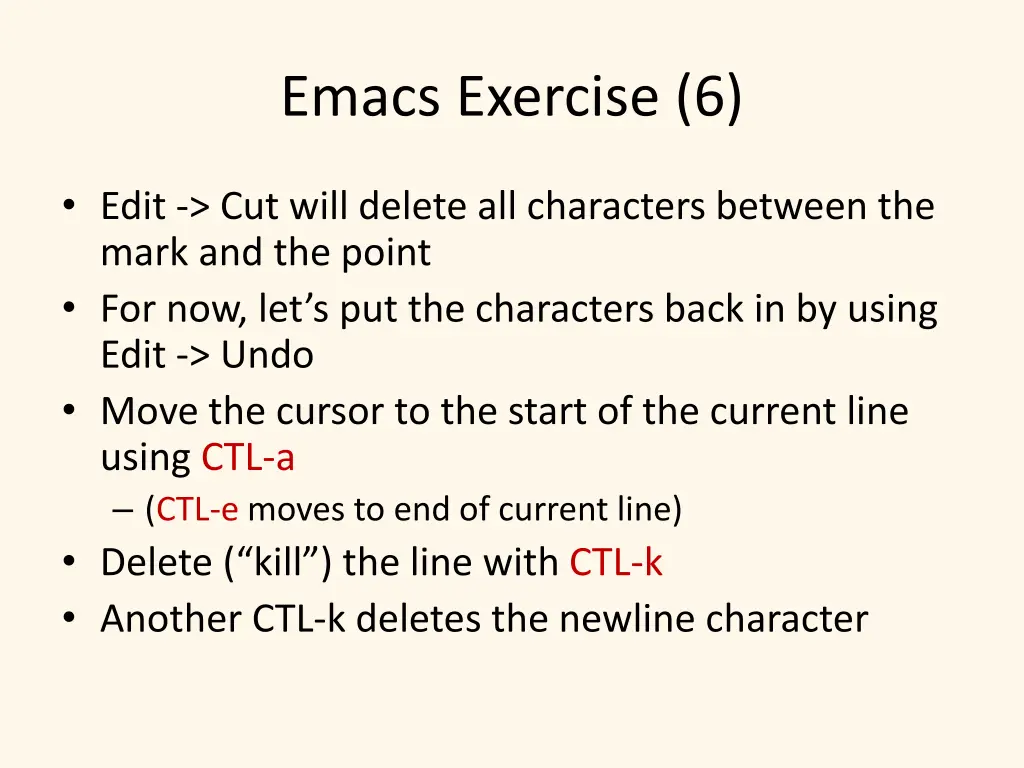emacs exercise 6