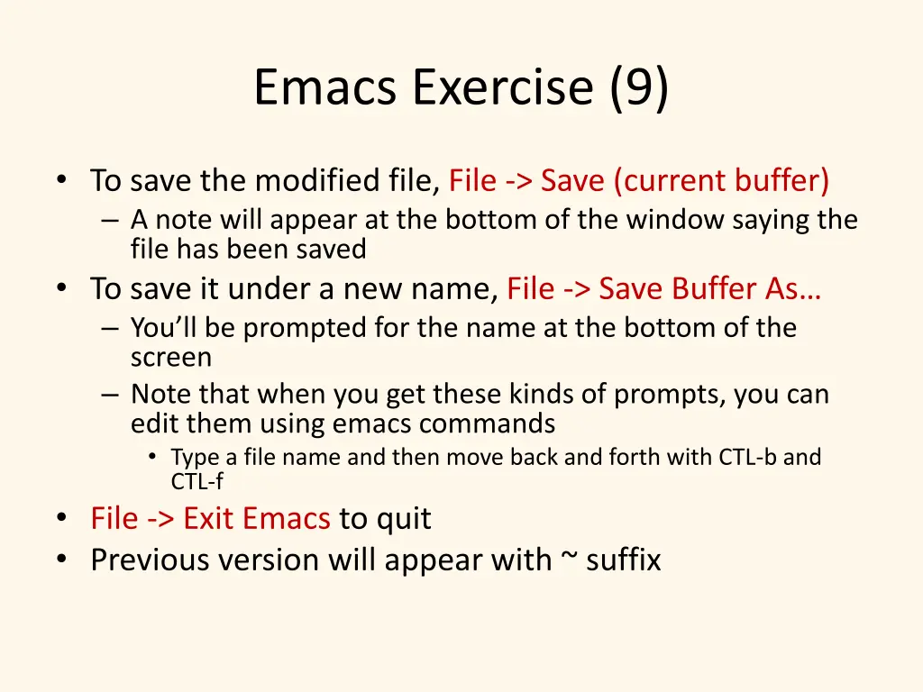emacs exercise 9