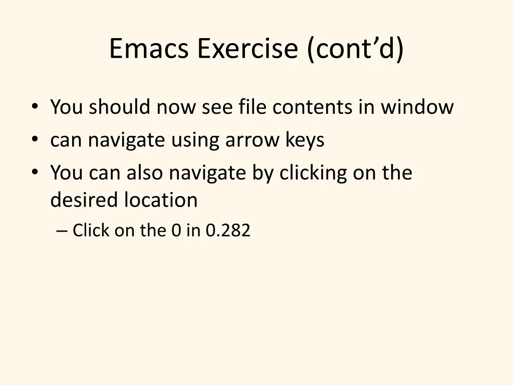 emacs exercise cont d