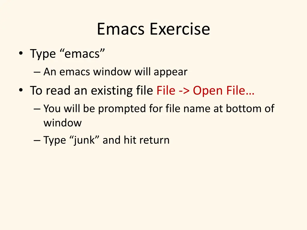 emacs exercise