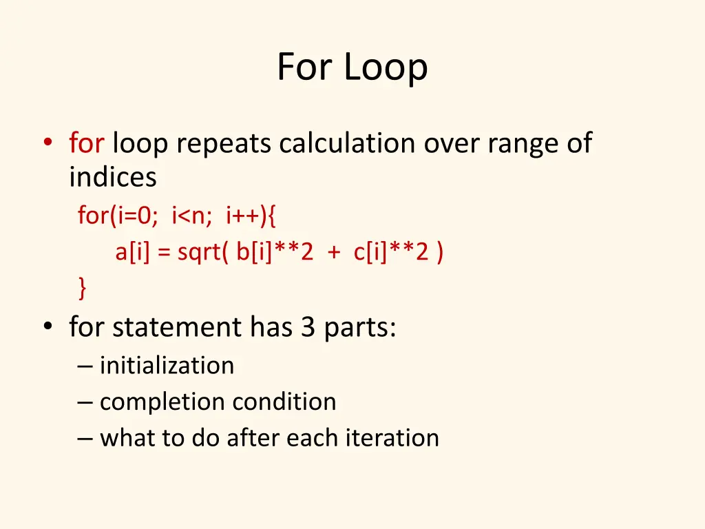 for loop