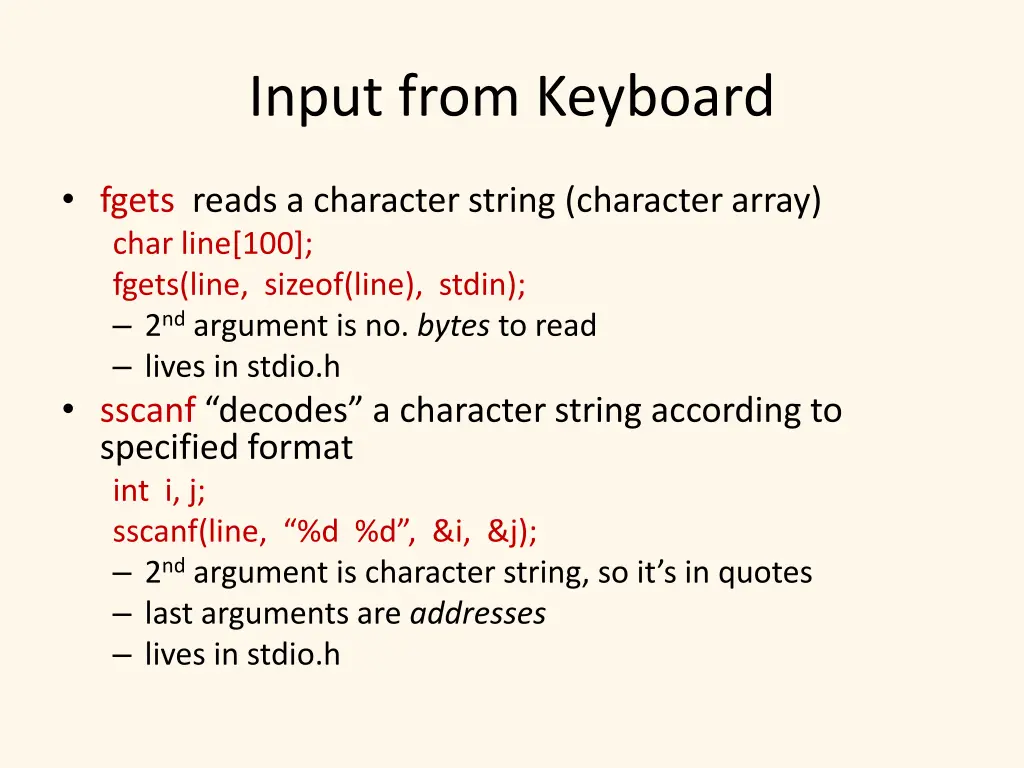 input from keyboard