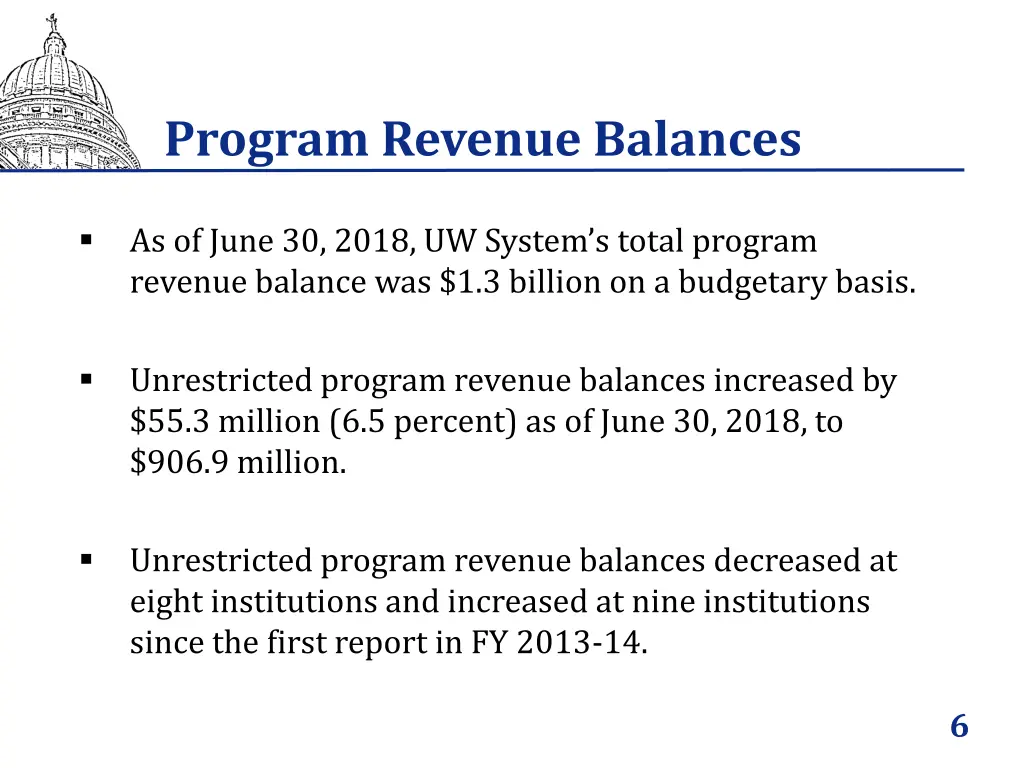 program revenue balances