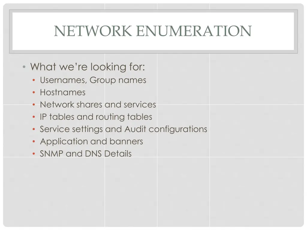 network enumeration