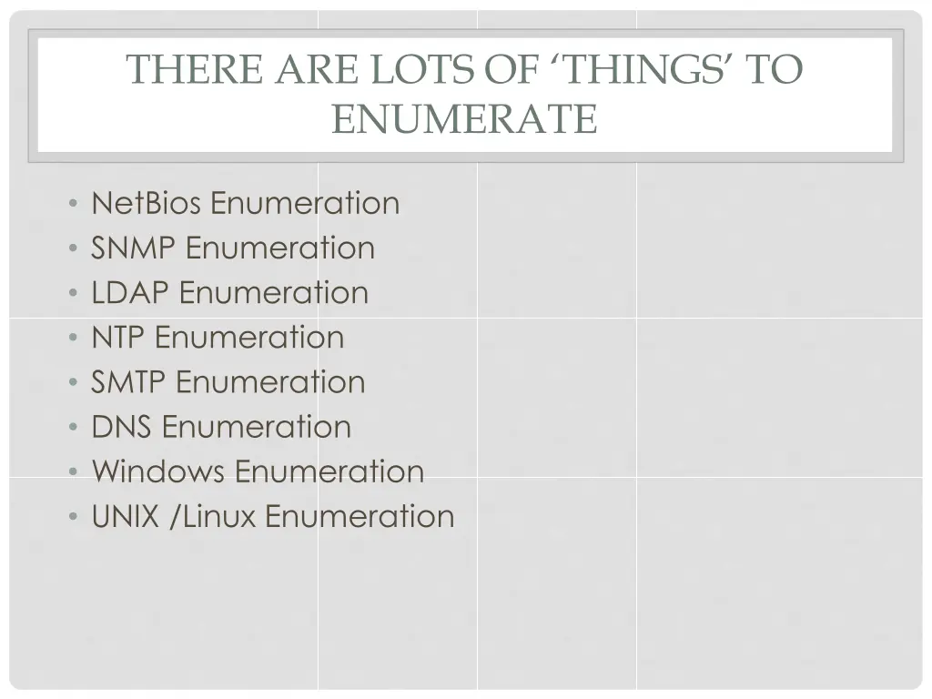 there are lots of things to enumerate