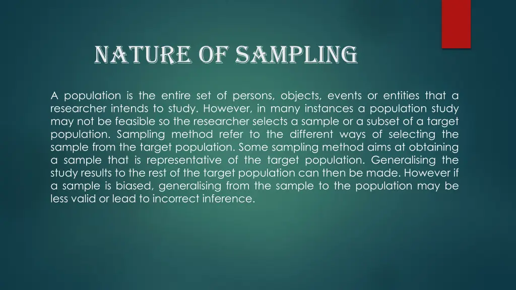 nature of sampling