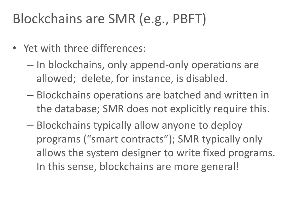 blockchains are smr e g pbft
