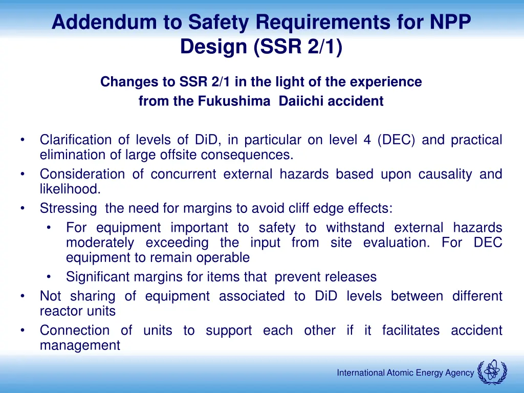 addendum to safety requirements for npp design