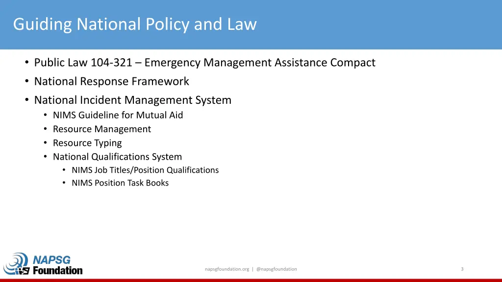 guiding national policy and law