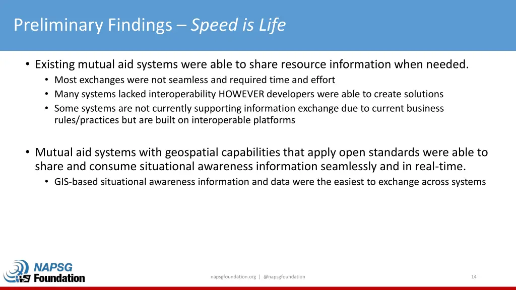 preliminary findings speed is life