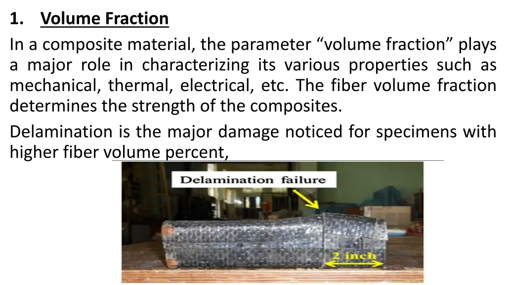 1 volume fraction in a composite material