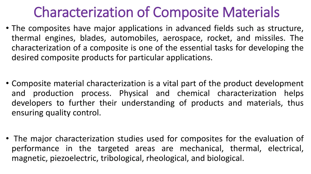 characterization of composite materials