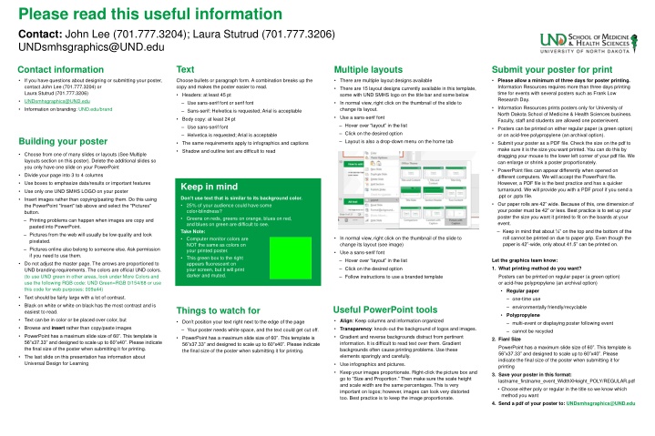 please read this useful information contact john