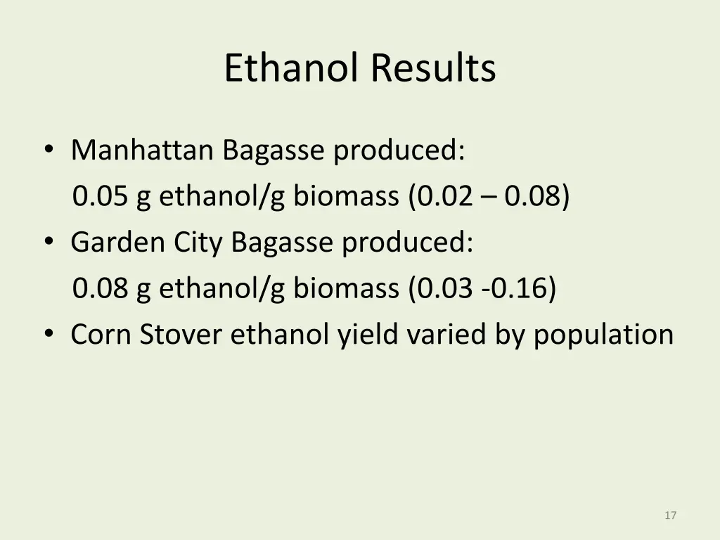 ethanol results
