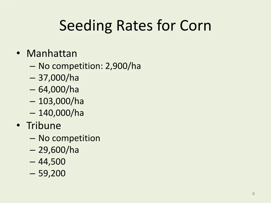 seeding rates for corn