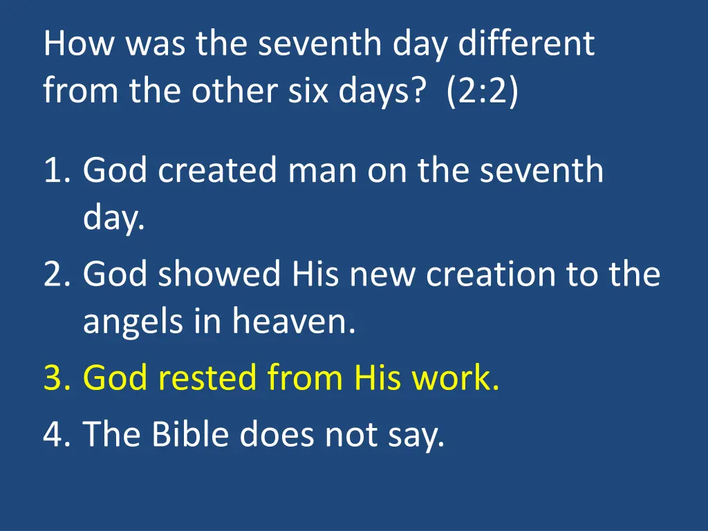 how was the seventh day different from the other 1
