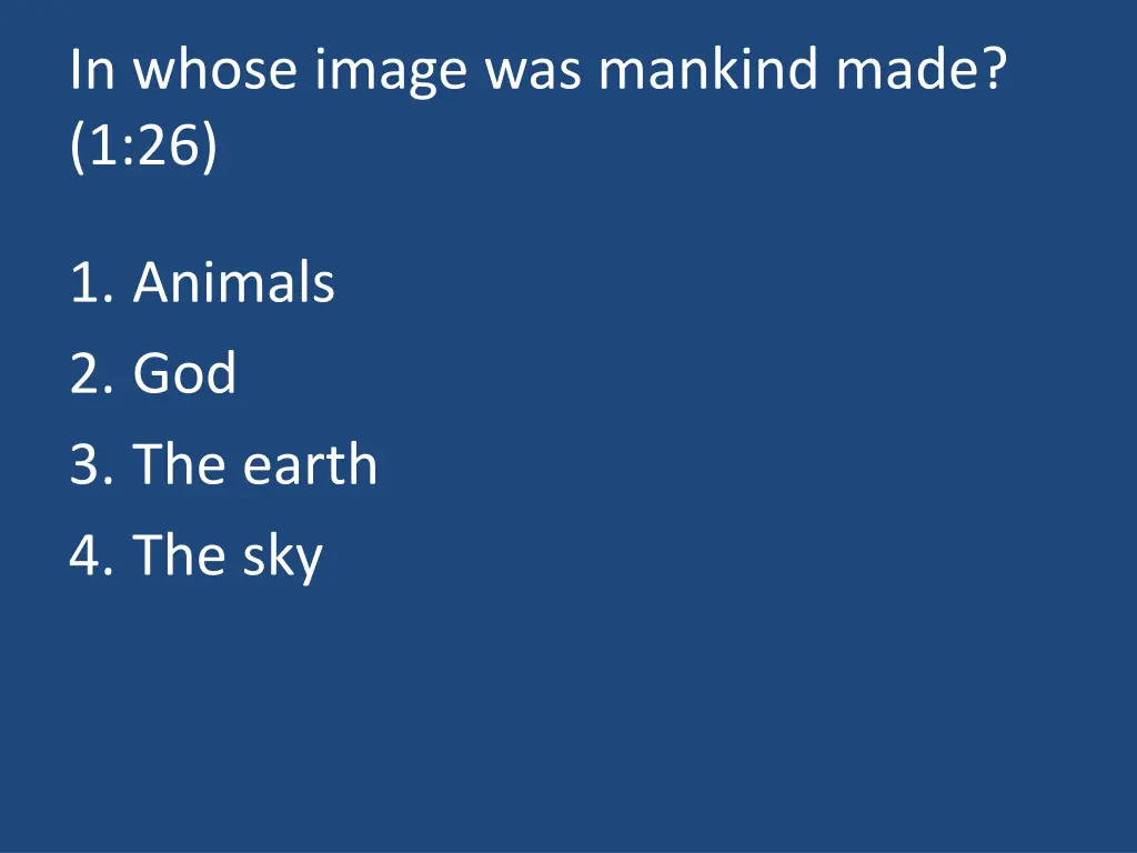 in whose image was mankind made 1 26