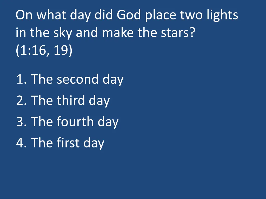 on what day did god place two lights