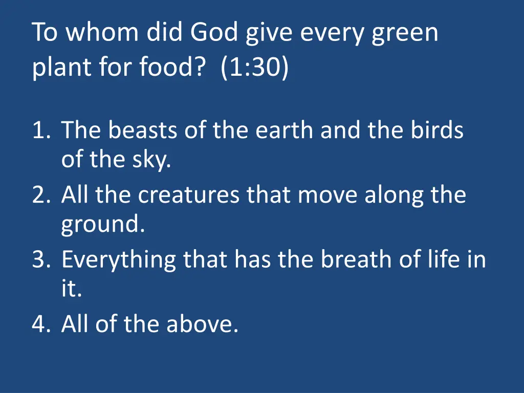 to whom did god give every green plant for food