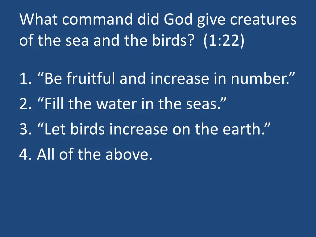 what command did god give creatures
