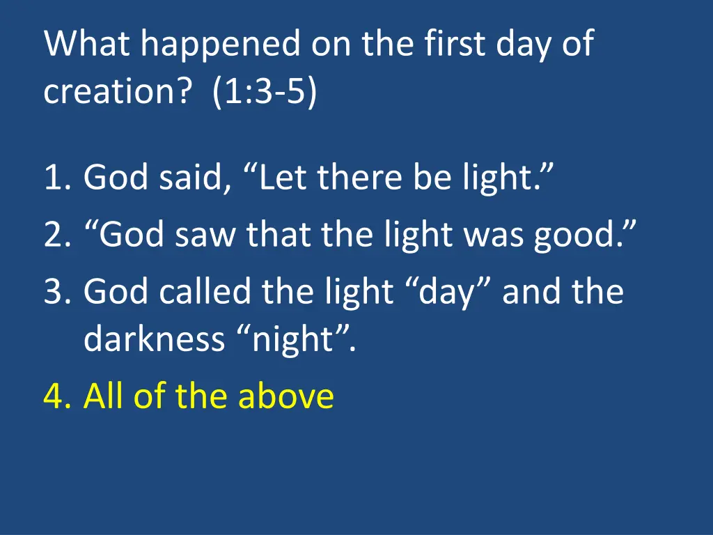 what happened on the first day of creation 1 3 5 1