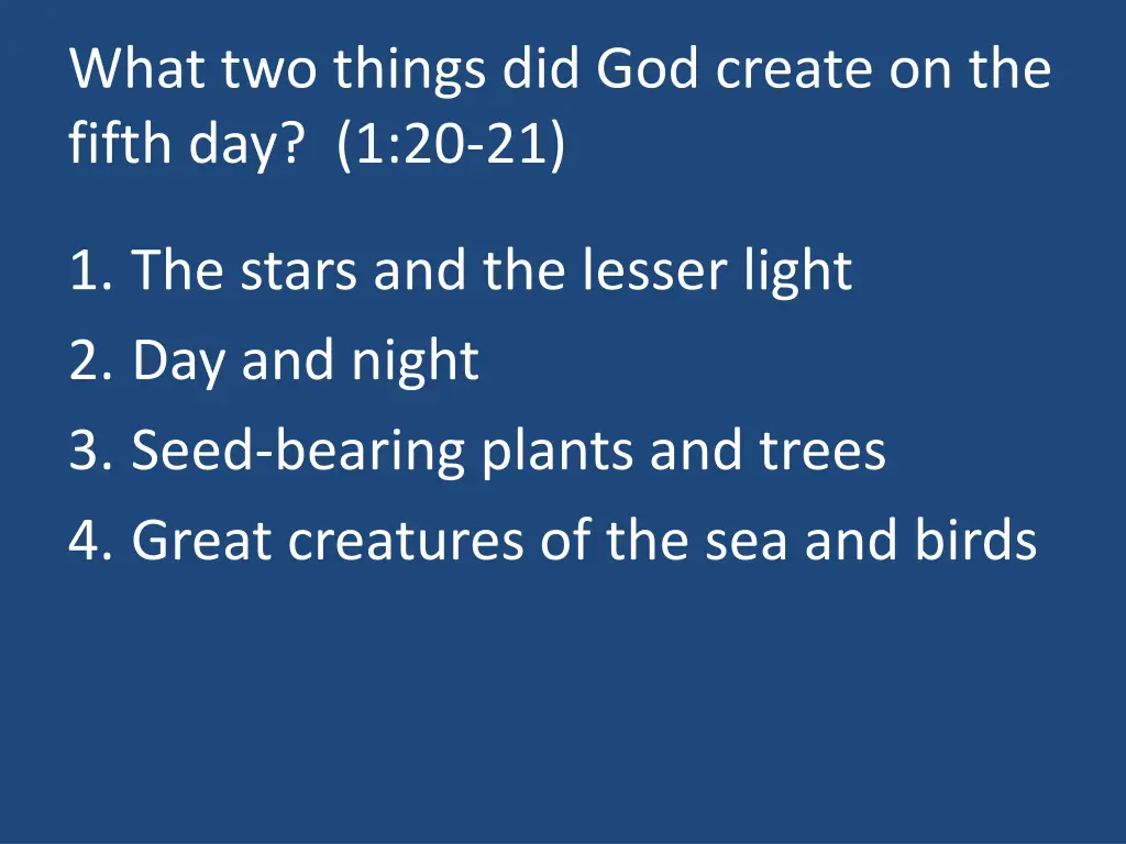 what two things did god create on the fifth