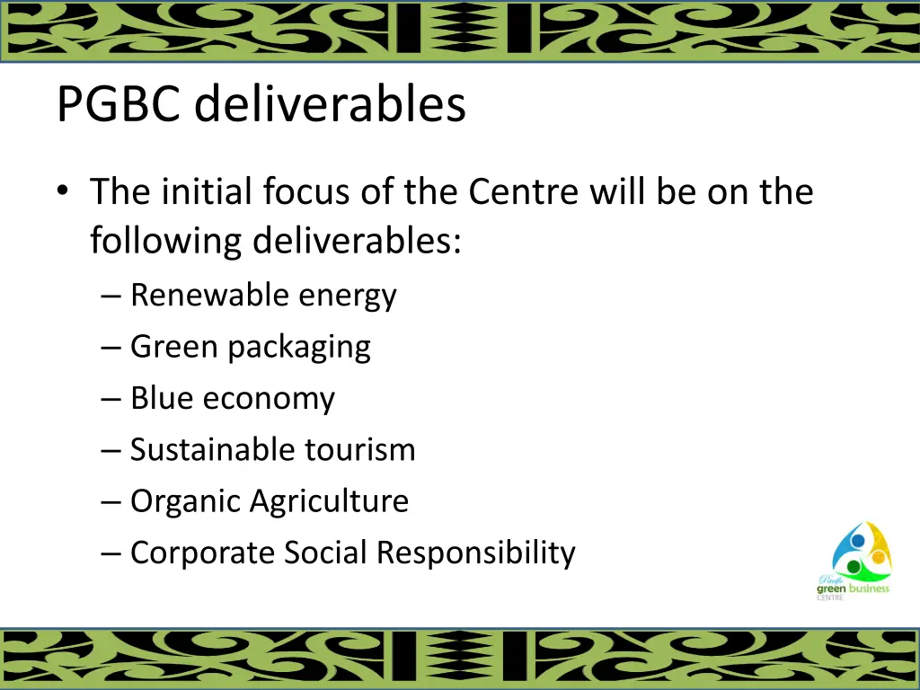 pgbc deliverables