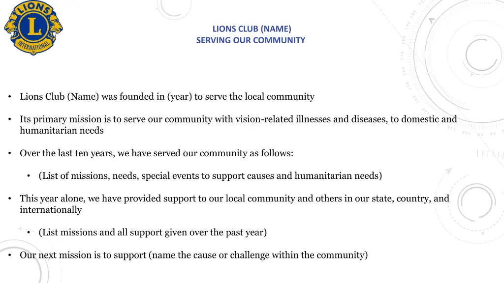 lions club name serving our community