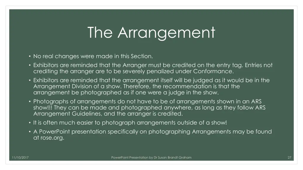 the arrangement