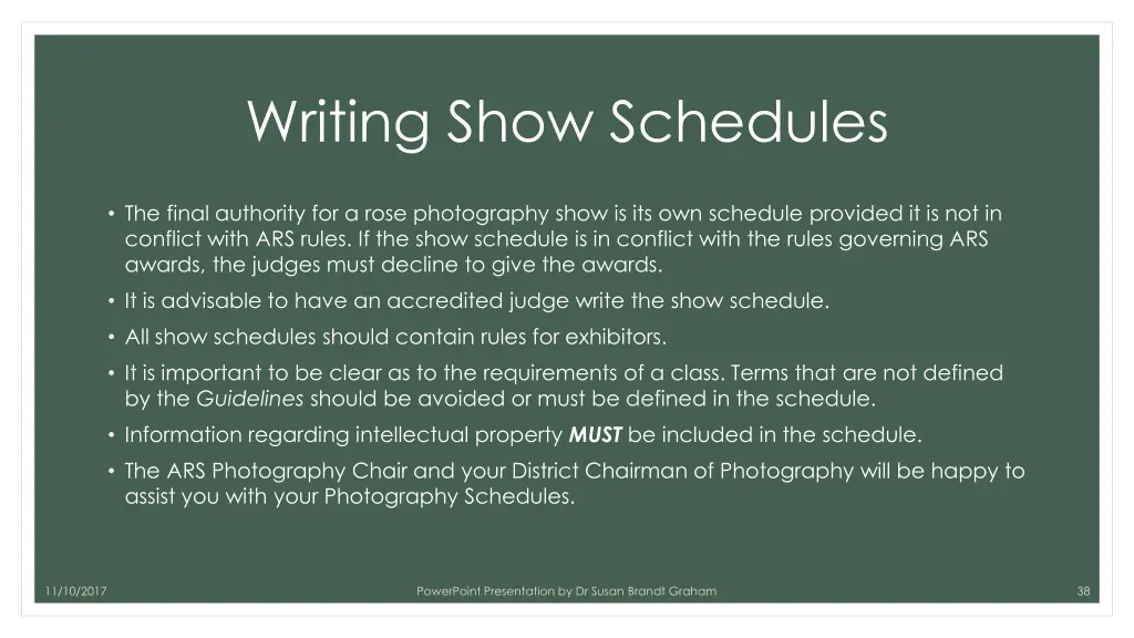 writing show schedules