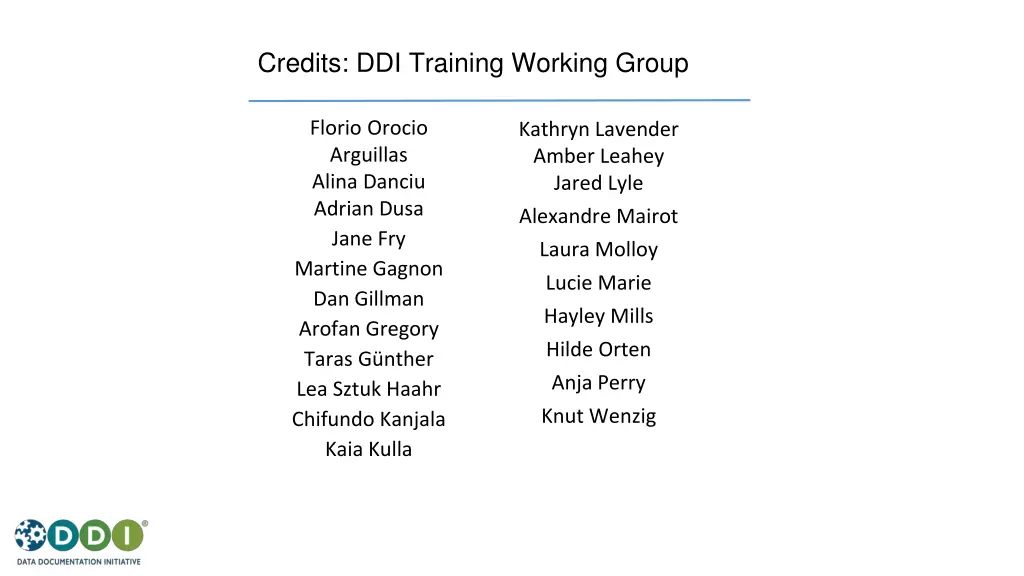 credits ddi training working group