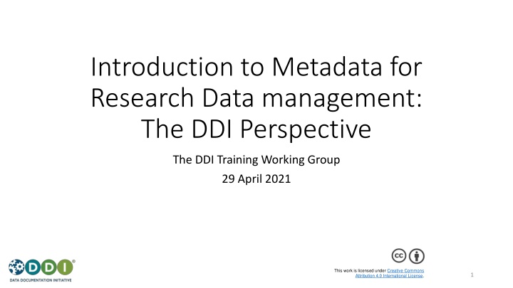 introduction to metadata for research data