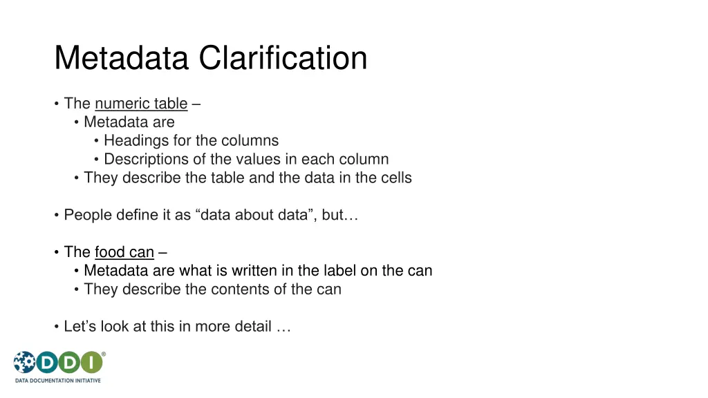 metadata clarification