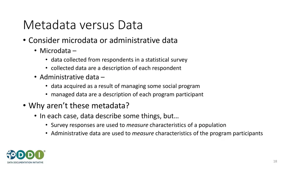 metadata versus data consider microdata