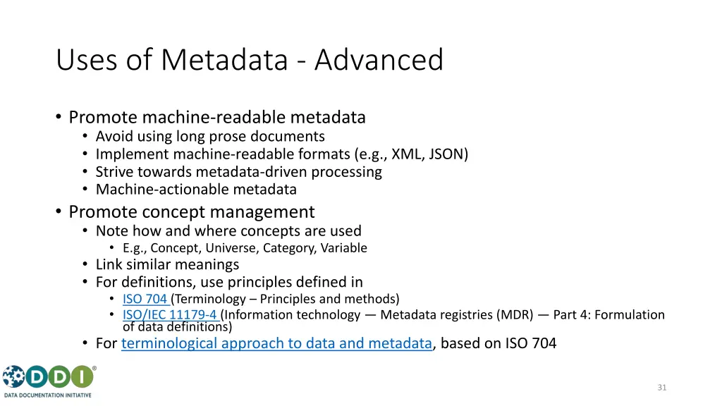 uses of metadata advanced