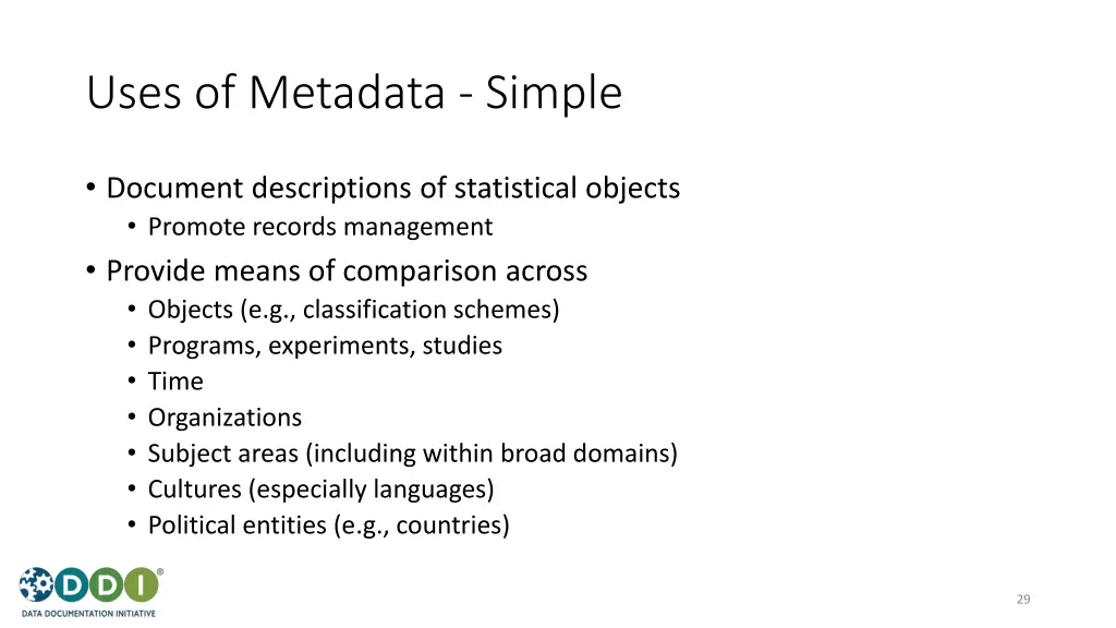 uses of metadata simple