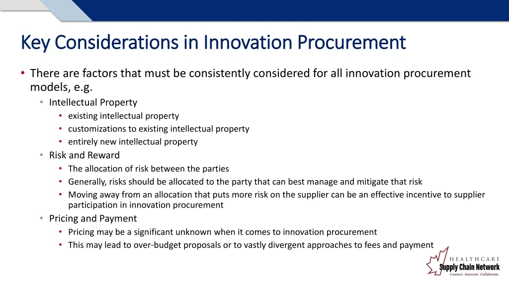 key considerations in innovation procurement