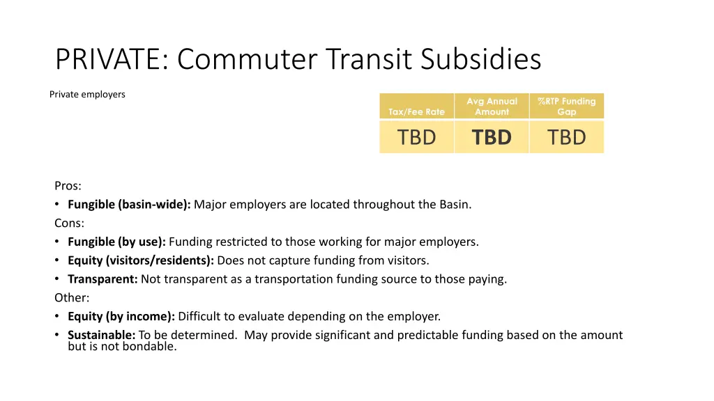 private commuter transit subsidies